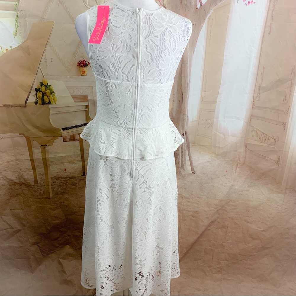 NEW Lilly Pulitzer Lace White Nolea Peplum Dress - Picture 8 of 11